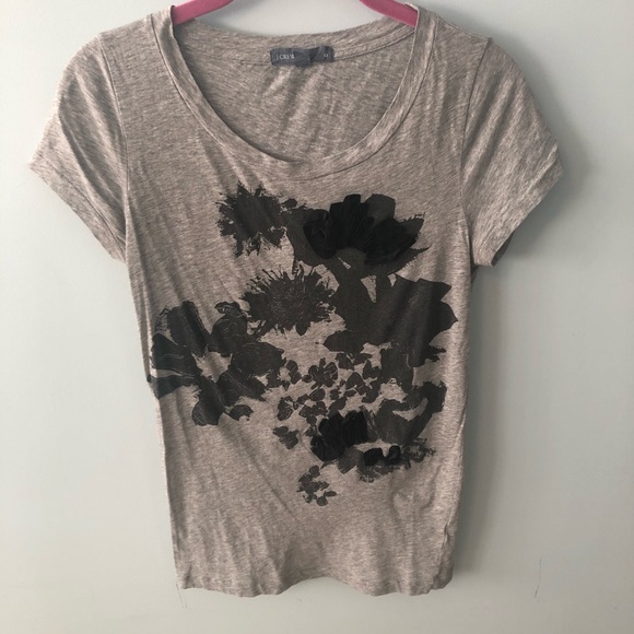 J. Crew Tops - J. Crew Black and Gray Flower Shirt Small